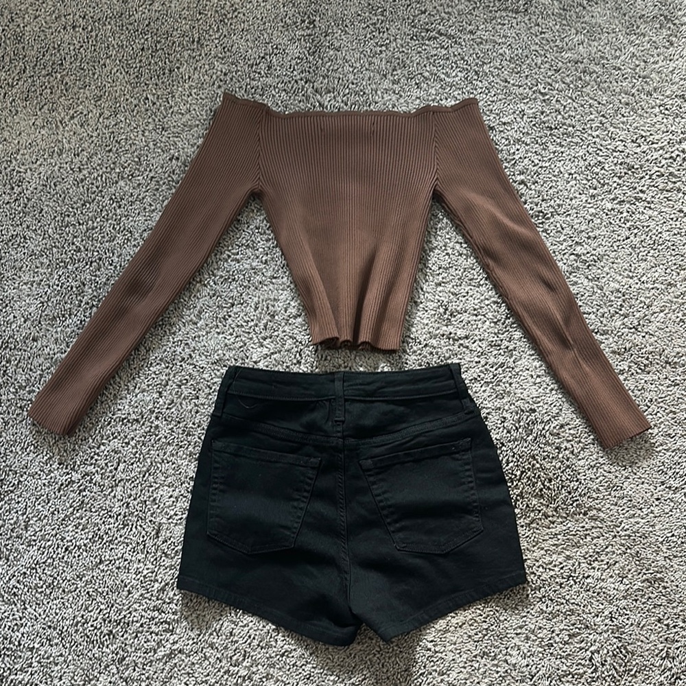 ( silence + noise ) Berlin off the shoulder long sleeve & high waisted shorts